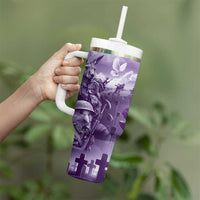 Purple ANZAC Day The Battle of Lone Pine Tumbler With Handle Kiwi-Kangaroo Soldier Lest We Forget
