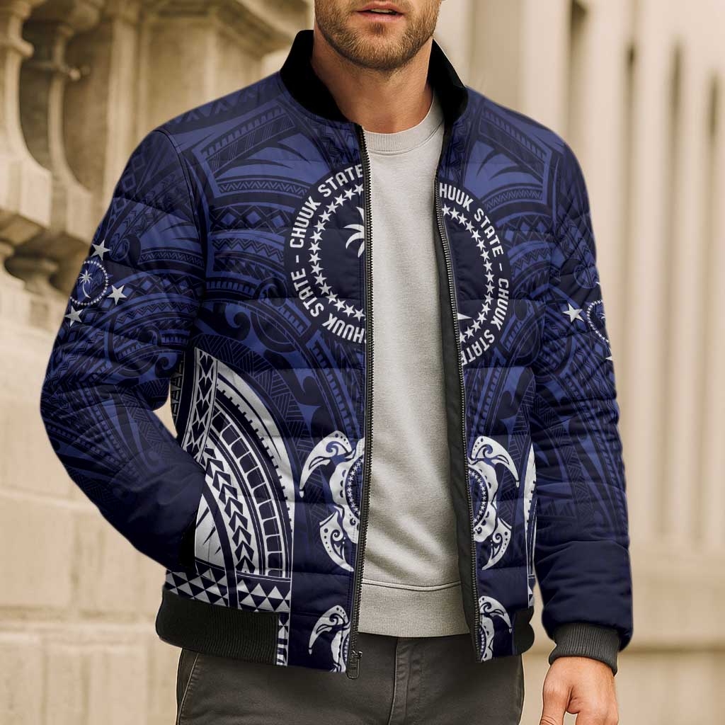 FSM Chuuk States Bomber Puffer Jacket Micronesia Six 9 One Polynesian Tribal Pattern - Polynesian Pride