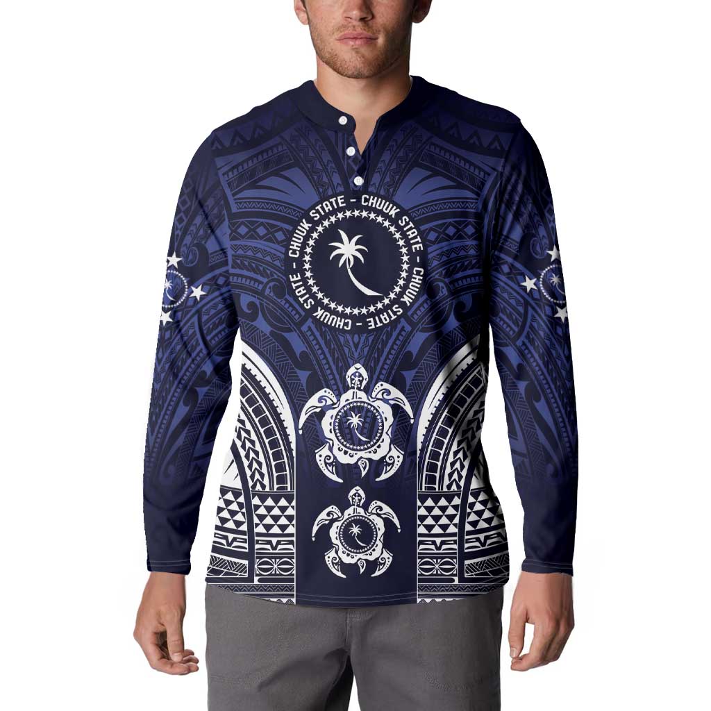 FSM Chuuk States Button Sweatshirt Micronesia Six 9 One Polynesian Tribal Pattern