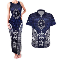 FSM Chuuk States Couples Matching Tank Maxi Dress and Hawaiian Shirt Micronesia Six 9 One Polynesian Tribal Pattern