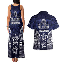 FSM Chuuk States Couples Matching Tank Maxi Dress and Hawaiian Shirt Micronesia Six 9 One Polynesian Tribal Pattern
