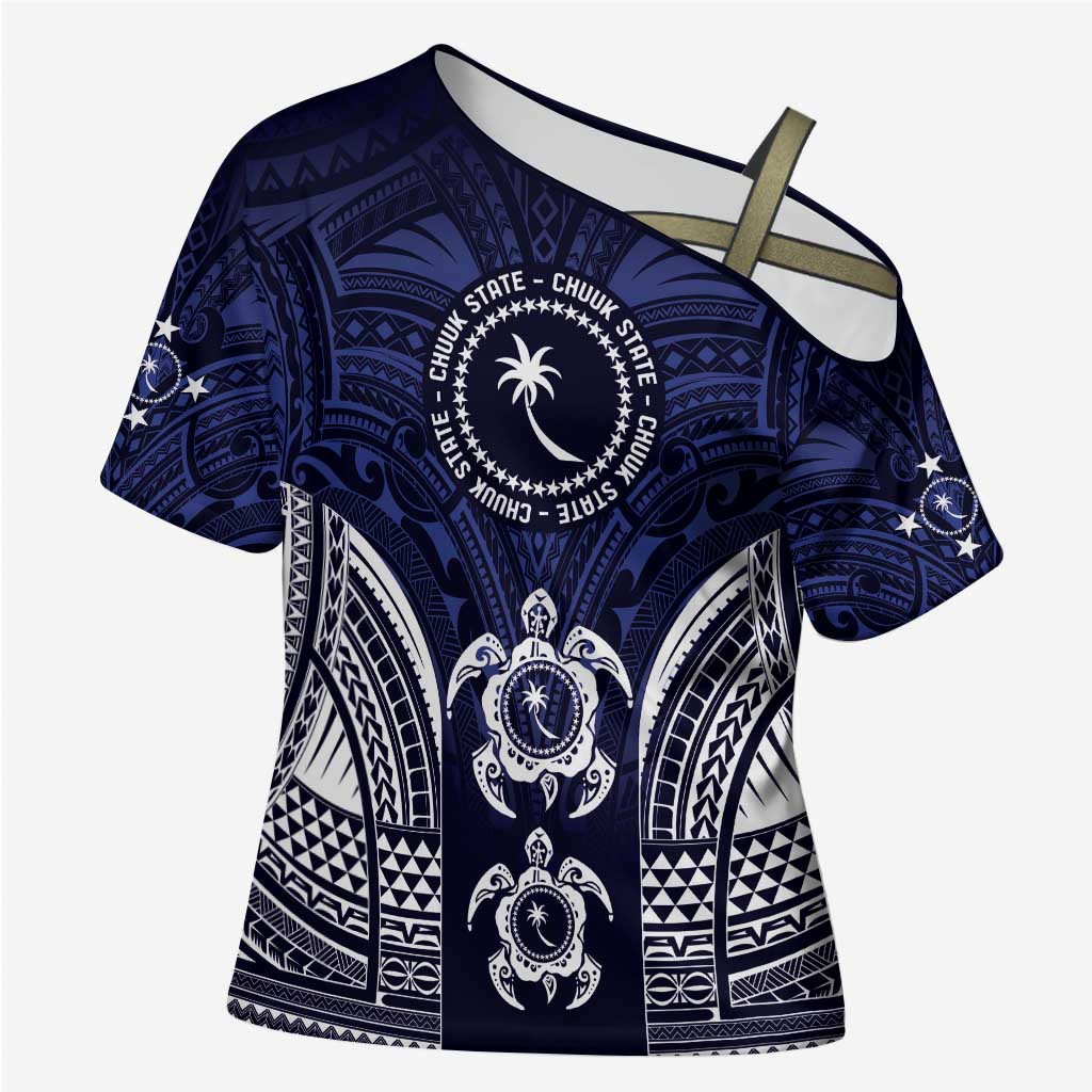 FSM Chuuk States Cross Shoulder Shirt Micronesia Six 9 One Polynesian Tribal Pattern - Polynesian Pride
