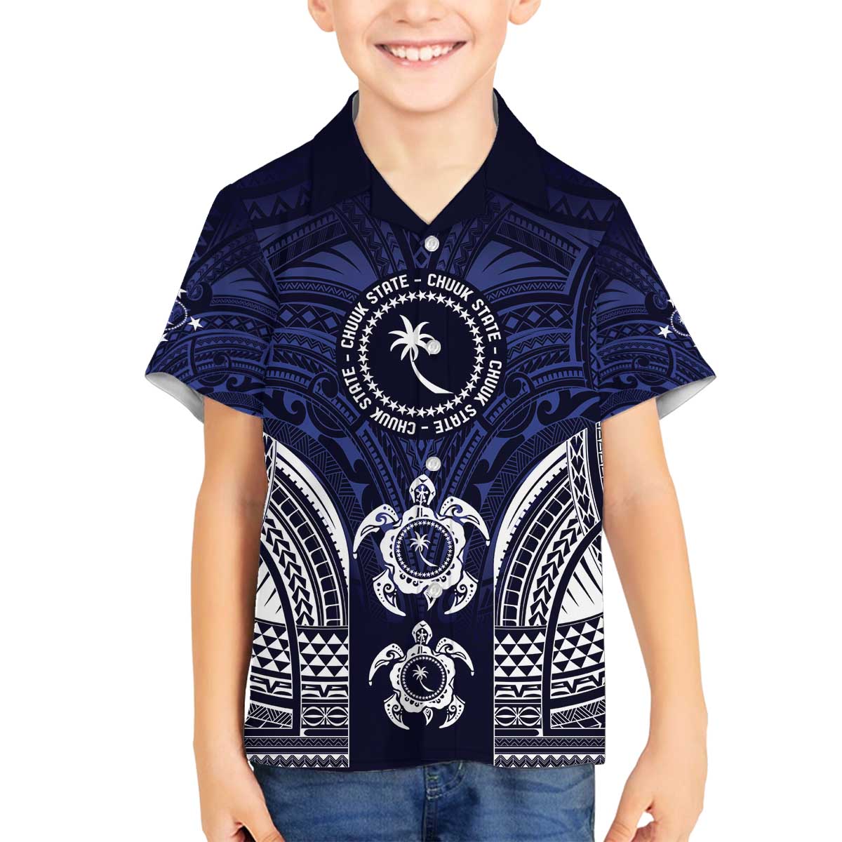 FSM Chuuk States Family Matching Off The Shoulder Long Sleeve Dress and Hawaiian Shirt Micronesia Six 9 One Polynesian Tribal Pattern
