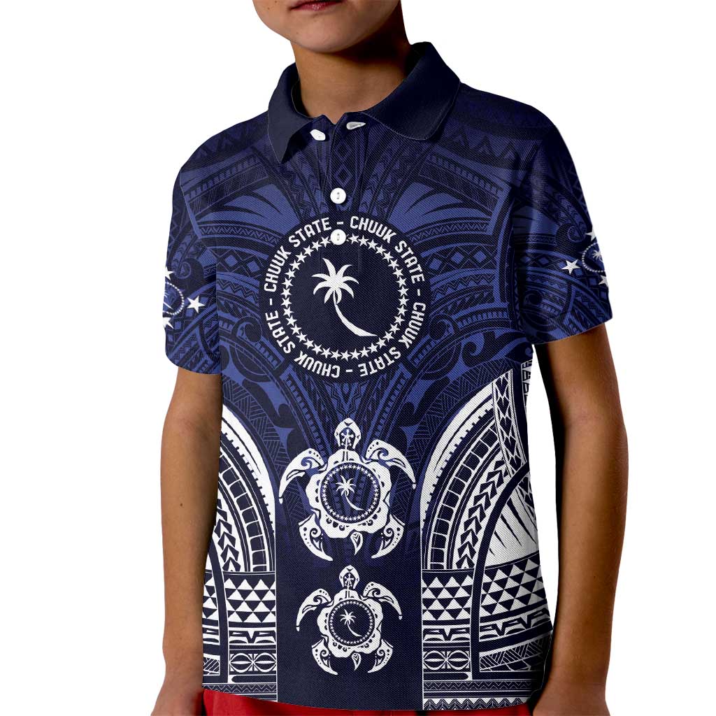FSM Chuuk States Kid Polo Shirt Micronesia Six 9 One Polynesian Tribal Pattern