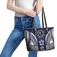 FSM Chuuk States Leather Tote Bag Micronesia Six 9 One Polynesian Tribal Pattern