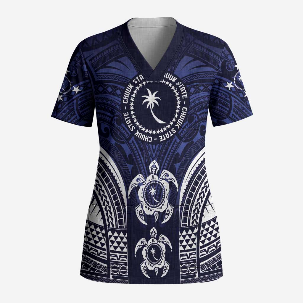 FSM Chuuk States Scrub Top Micronesia Six 9 One Polynesian Tribal Pattern - Polynesian Pride