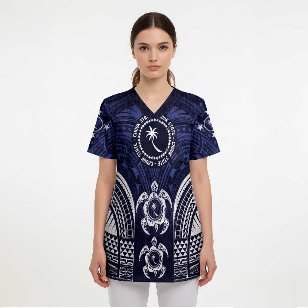 FSM Chuuk States Scrub Top Micronesia Six 9 One Polynesian Tribal Pattern - Polynesian Pride