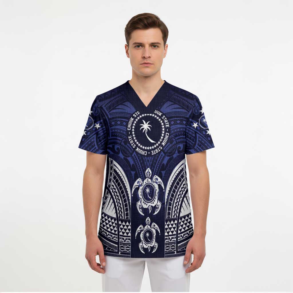 FSM Chuuk States Scrub Top Micronesia Six 9 One Polynesian Tribal Pattern - Polynesian Pride