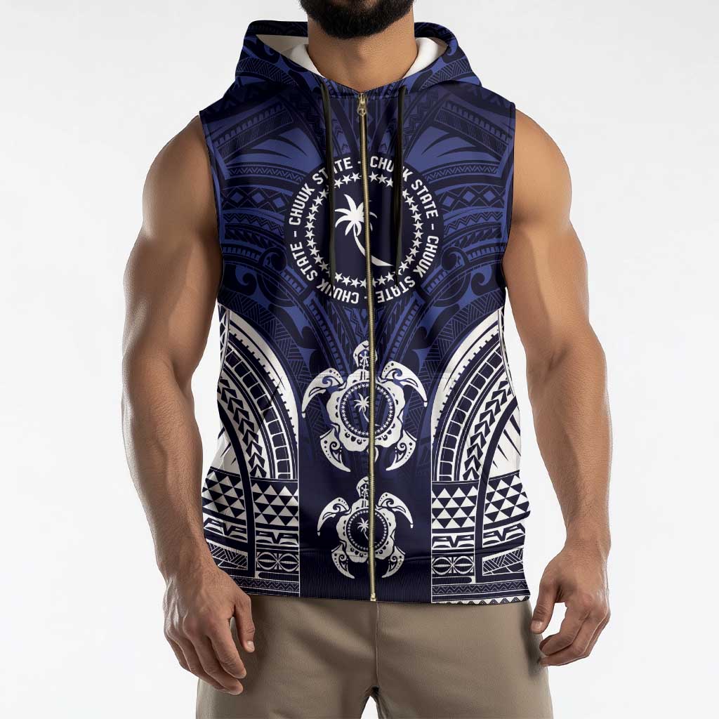 FSM Chuuk States Sleeveless Zip Hoodie Micronesia Six 9 One Polynesian Tribal Pattern - Polynesian Pride