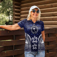 FSM Chuuk States Women Polo Shirt Micronesia Six 9 One Polynesian Tribal Pattern