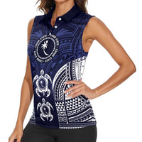 FSM Chuuk States Women Sleeveless Polo Shirt Micronesia Six 9 One Polynesian Tribal Pattern