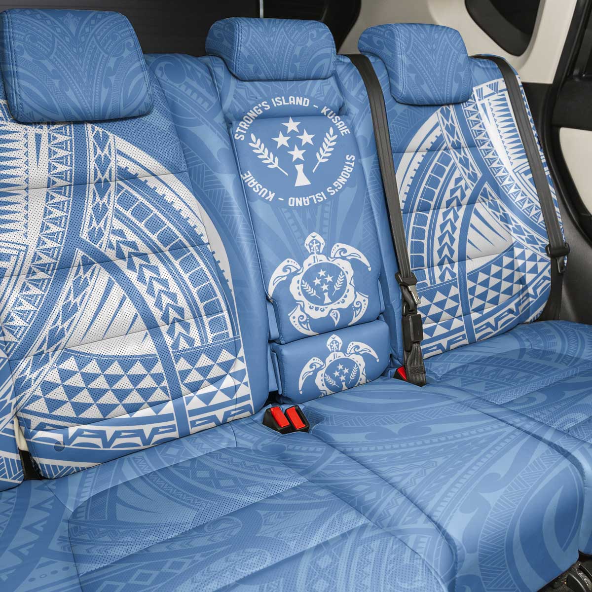 FSM Kosrae States Back Car Seat Cover Micronesia Six 9 One Polynesian Tribal Pattern