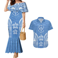 FSM Kosrae States Couples Matching Mermaid Dress and Hawaiian Shirt Micronesia Six 9 One Polynesian Tribal Pattern