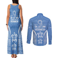 FSM Kosrae States Couples Matching Tank Maxi Dress and Long Sleeve Button Shirt Micronesia Six 9 One Polynesian Tribal Pattern