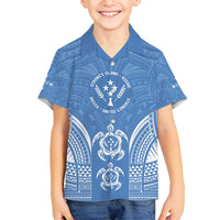 FSM Kosrae States Family Matching Off Shoulder Short Dress and Hawaiian Shirt Micronesia Six 9 One Polynesian Tribal Pattern