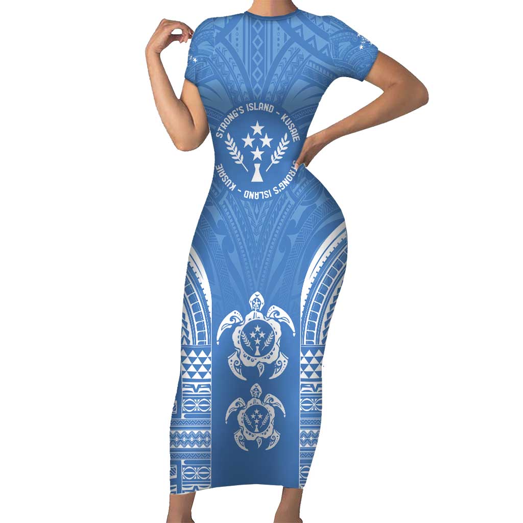 FSM Kosrae States Family Matching Short Sleeve Bodycon Dress and Hawaiian Shirt Micronesia Six 9 One Polynesian Tribal Pattern