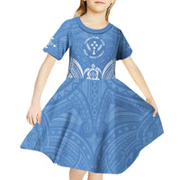 FSM Kosrae States Kid Short Sleeve Dress Micronesia Six 9 One Polynesian Tribal Pattern
