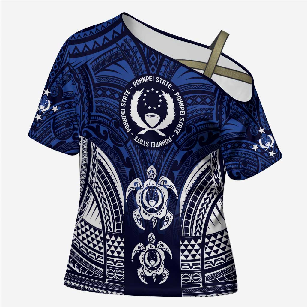 FSM Pohnpei States Cross Shoulder Shirt Micronesia Six 9 One Polynesian Tribal Pattern - Polynesian Pride