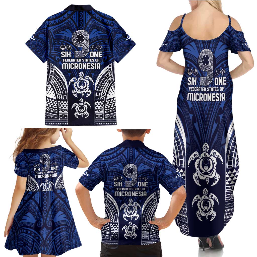 FSM Pohnpei States Family Matching Summer Maxi Dress and Hawaiian Shirt Micronesia Six 9 One Polynesian Tribal Pattern