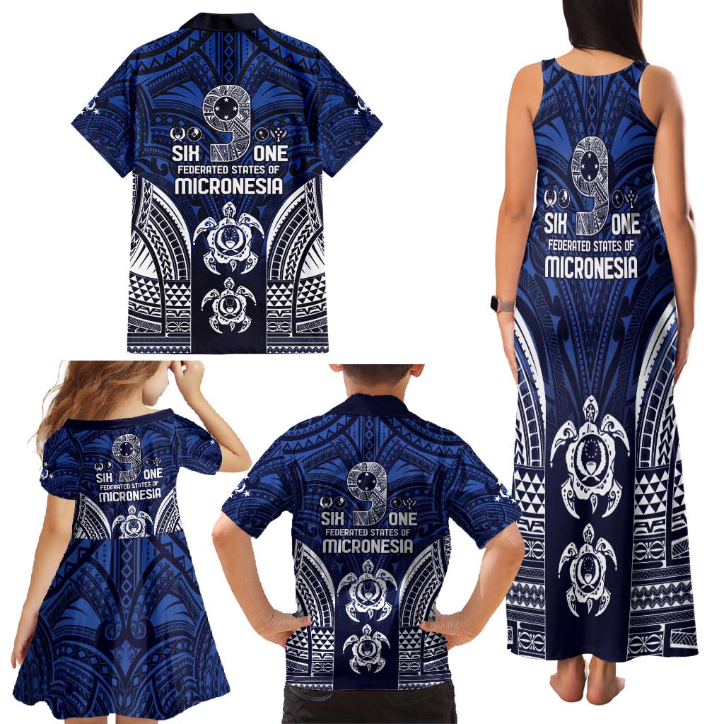 FSM Pohnpei States Family Matching Tank Maxi Dress and Hawaiian Shirt Micronesia Six 9 One Polynesian Tribal Pattern