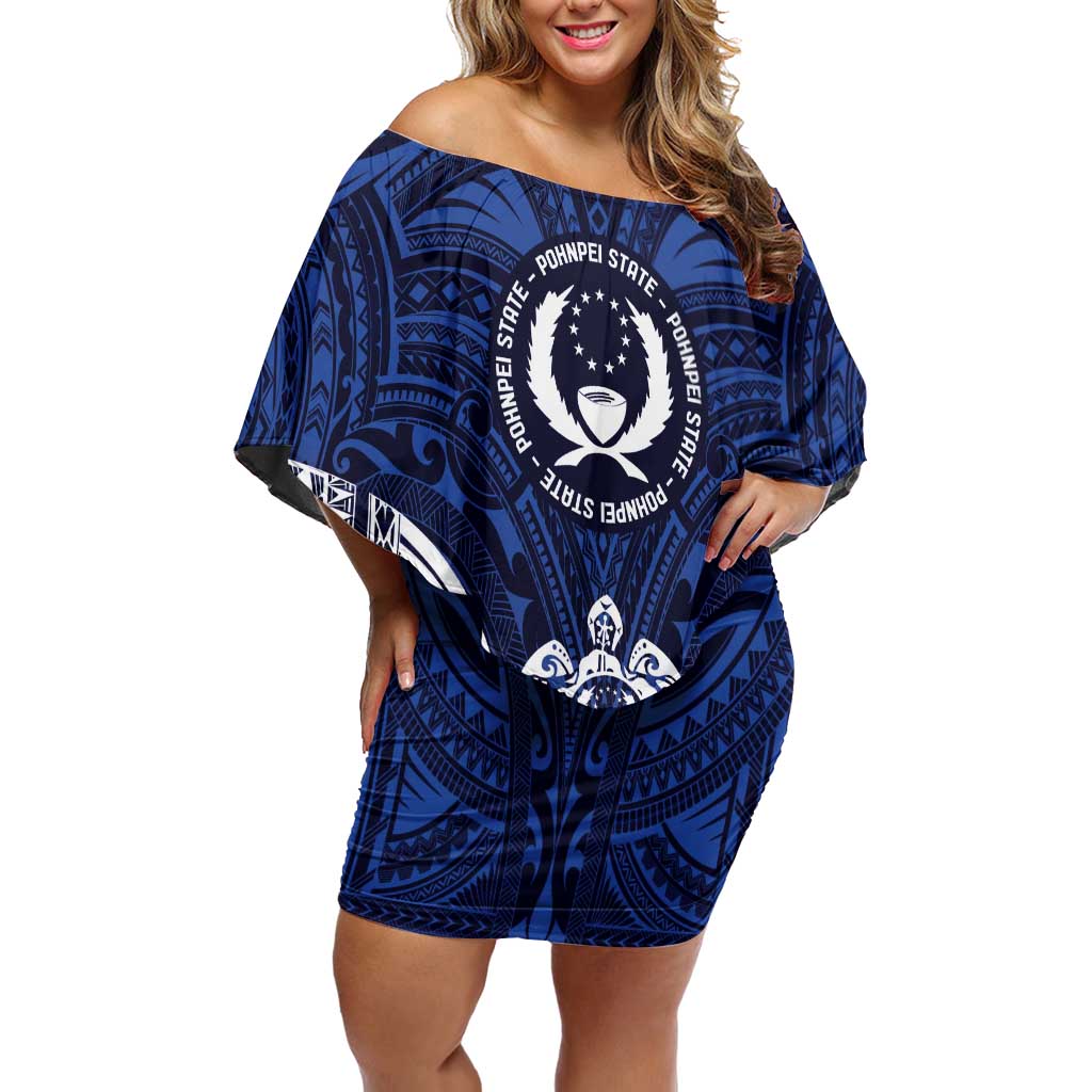 FSM Pohnpei States Off Shoulder Short Dress Micronesia Six 9 One Polynesian Tribal Pattern
