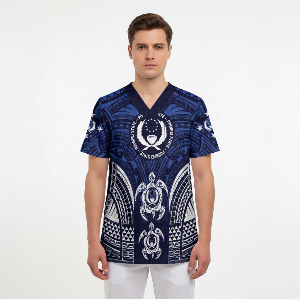 FSM Pohnpei States Scrub Top Micronesia Six 9 One Polynesian Tribal Pattern - Polynesian Pride