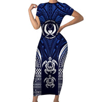 FSM Pohnpei States Short Sleeve Bodycon Dress Micronesia Six 9 One Polynesian Tribal Pattern