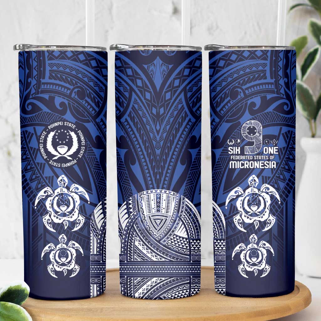 FSM Pohnpei States Skinny Tumbler Micronesia Six 9 One Polynesian Tribal Pattern