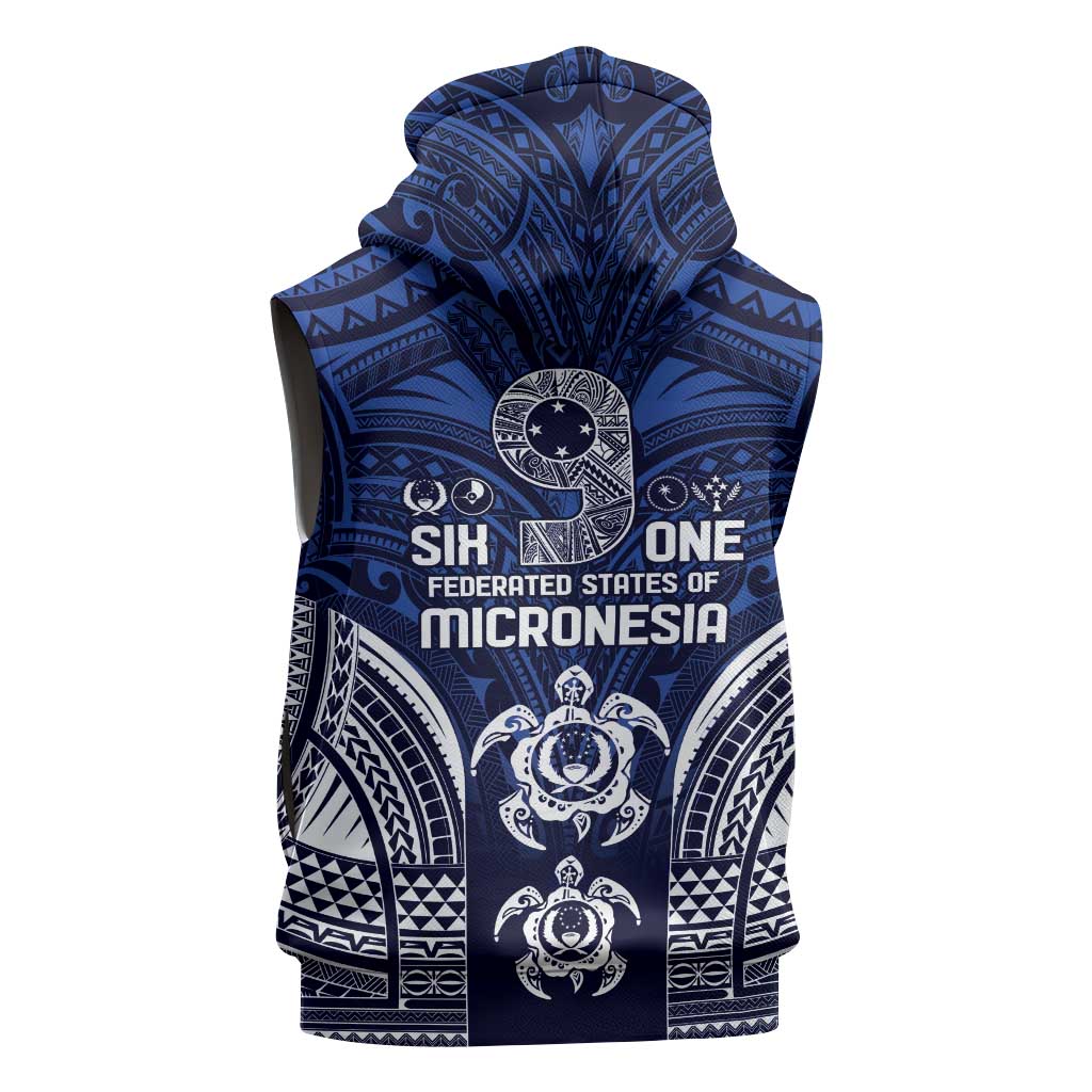 FSM Pohnpei States Sleeveless Hoodie Micronesia Six 9 One Polynesian Tribal Pattern - Polynesian Pride