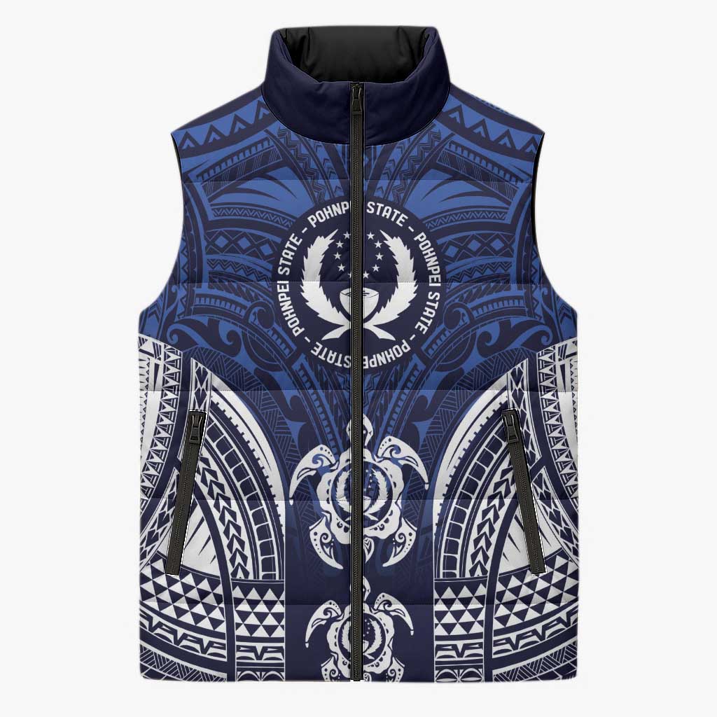 FSM Pohnpei States Sleeveless Puffer Jacket Micronesia Six 9 One Polynesian Tribal Pattern - Polynesian Pride