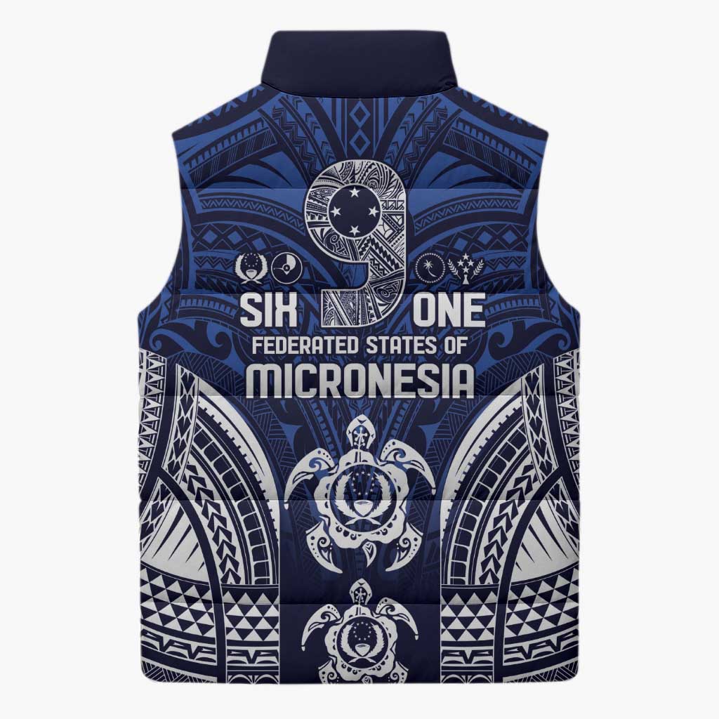 FSM Pohnpei States Sleeveless Puffer Jacket Micronesia Six 9 One Polynesian Tribal Pattern - Polynesian Pride