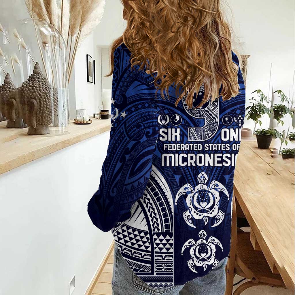 FSM Pohnpei States Women Casual Shirt Micronesia Six 9 One Polynesian Tribal Pattern
