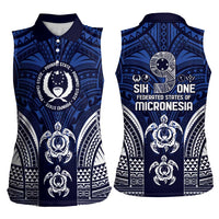 FSM Pohnpei States Women Sleeveless Polo Shirt Micronesia Six 9 One Polynesian Tribal Pattern