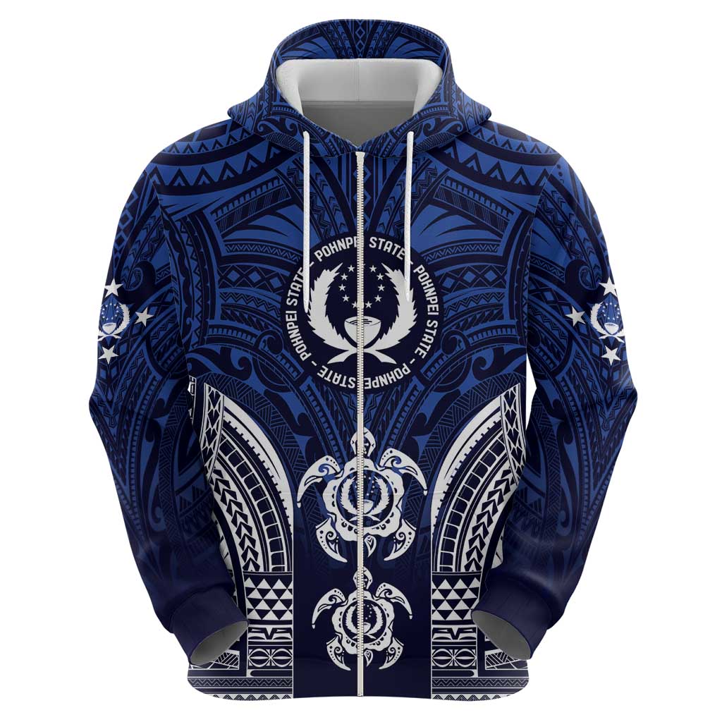 FSM Pohnpei States Zip Hoodie Micronesia Six 9 One Polynesian Tribal Pattern