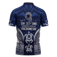FSM Pohnpei States Zipper Polo Shirt Micronesia Six 9 One Polynesian Tribal Pattern - Polynesian Pride