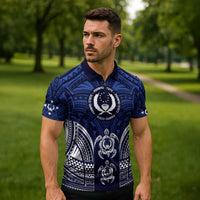 FSM Pohnpei States Zipper Polo Shirt Micronesia Six 9 One Polynesian Tribal Pattern - Polynesian Pride