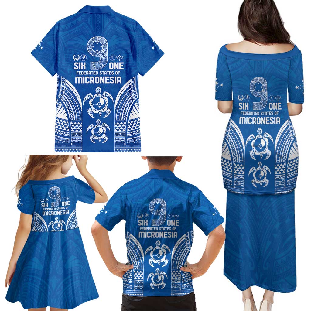 FSM Yap States Family Matching Puletasi and Hawaiian Shirt Micronesia Six 9 One Polynesian Tribal Pattern