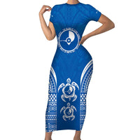 FSM Yap States Family Matching Short Sleeve Bodycon Dress and Hawaiian Shirt Micronesia Six 9 One Polynesian Tribal Pattern