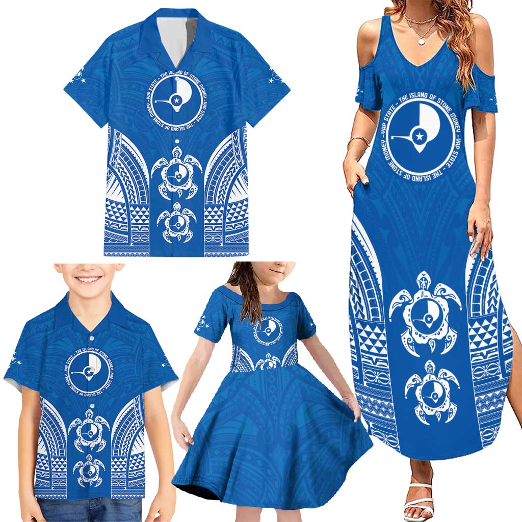 FSM Yap States Family Matching Summer Maxi Dress and Hawaiian Shirt Micronesia Six 9 One Polynesian Tribal Pattern