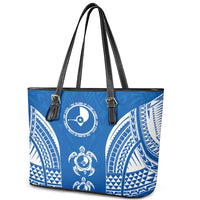 FSM Yap States Leather Tote Bag Micronesia Six 9 One Polynesian Tribal Pattern