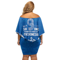 FSM Yap States Off Shoulder Short Dress Micronesia Six 9 One Polynesian Tribal Pattern