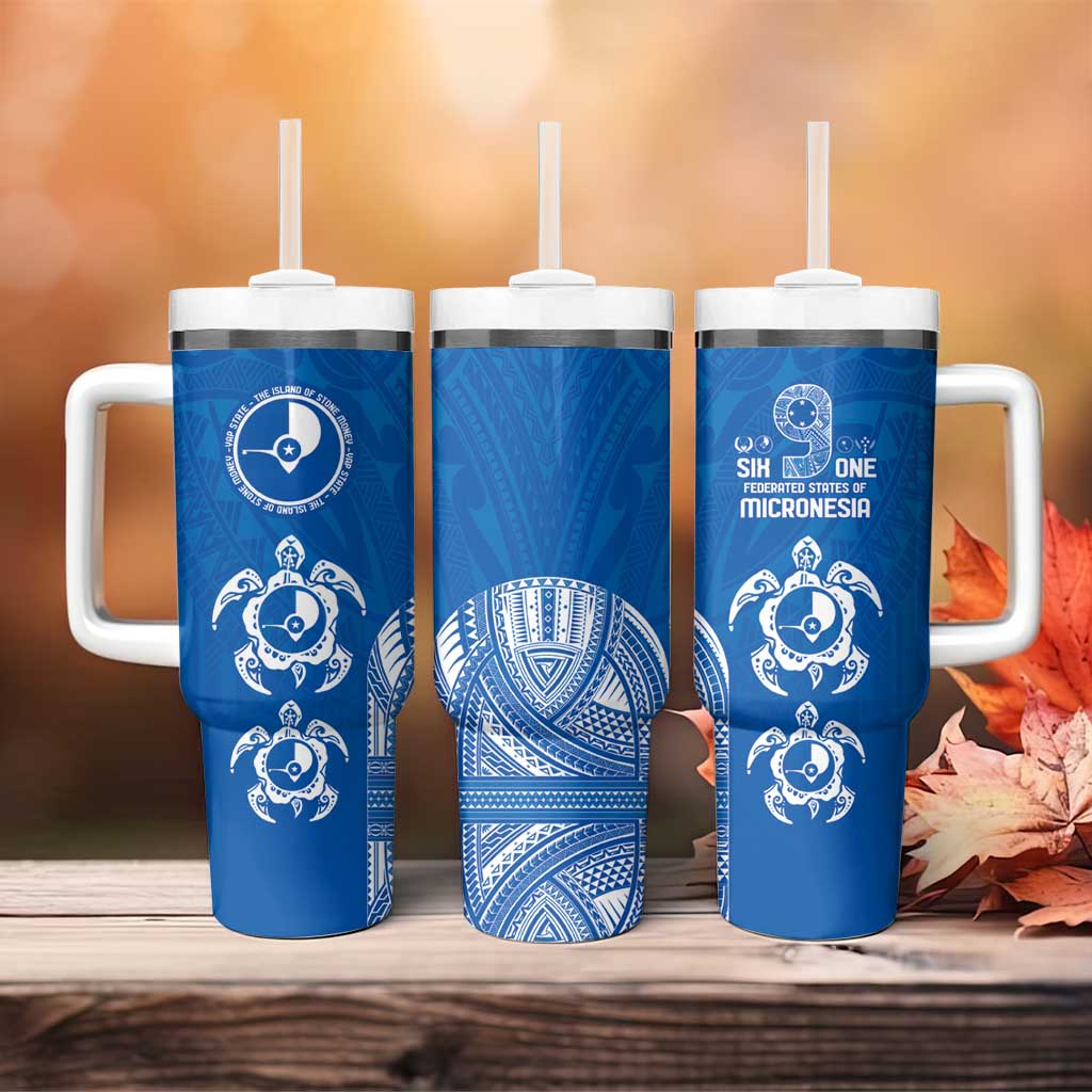 FSM Yap States Tumbler With Handle Micronesia Six 9 One Polynesian Tribal Pattern