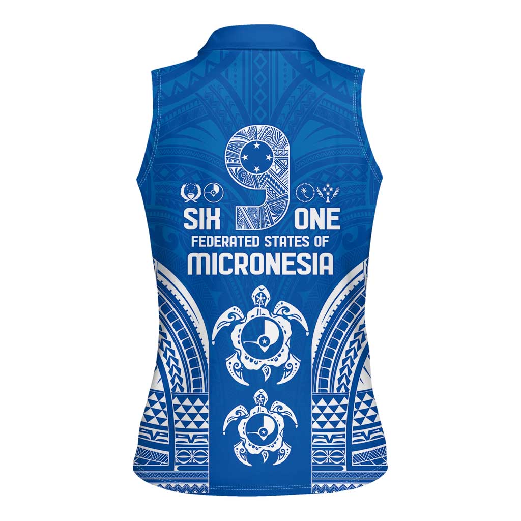 FSM Yap States Women Sleeveless Polo Shirt Micronesia Six 9 One Polynesian Tribal Pattern