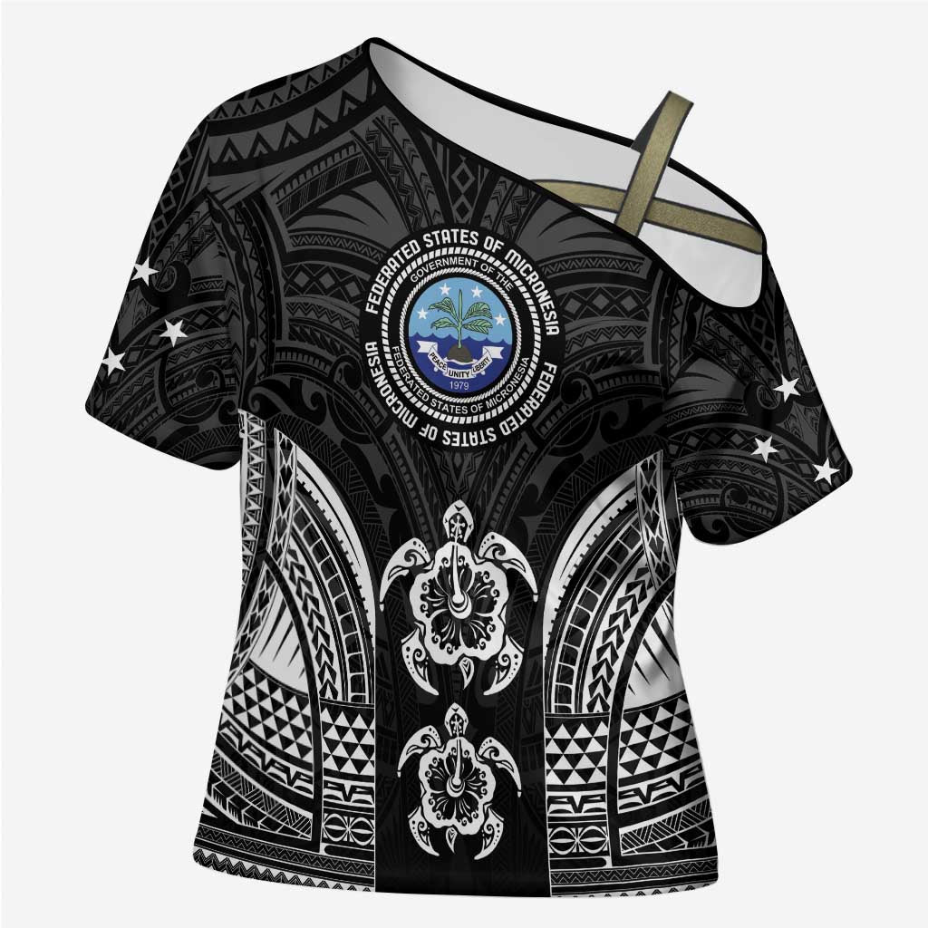 FSM Micronesia Six 9 One Cross Shoulder Shirt Polynesian Tribal Pattern - Polynesian Pride