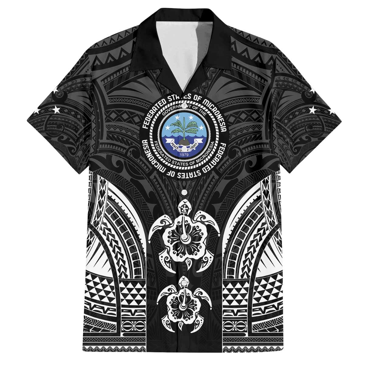 FSM Micronesia Six 9 One Family Matching Off The Shoulder Long Sleeve Dress and Hawaiian Shirt Polynesian Tribal Pattern