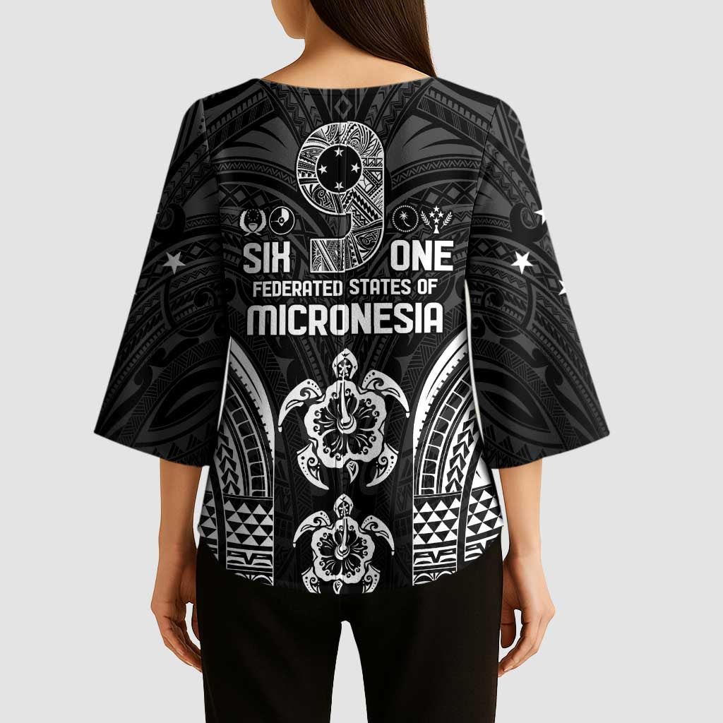FSM Micronesia Six 9 One Kimono Sleeve Blouse Polynesian Tribal Pattern - Polynesian Pride