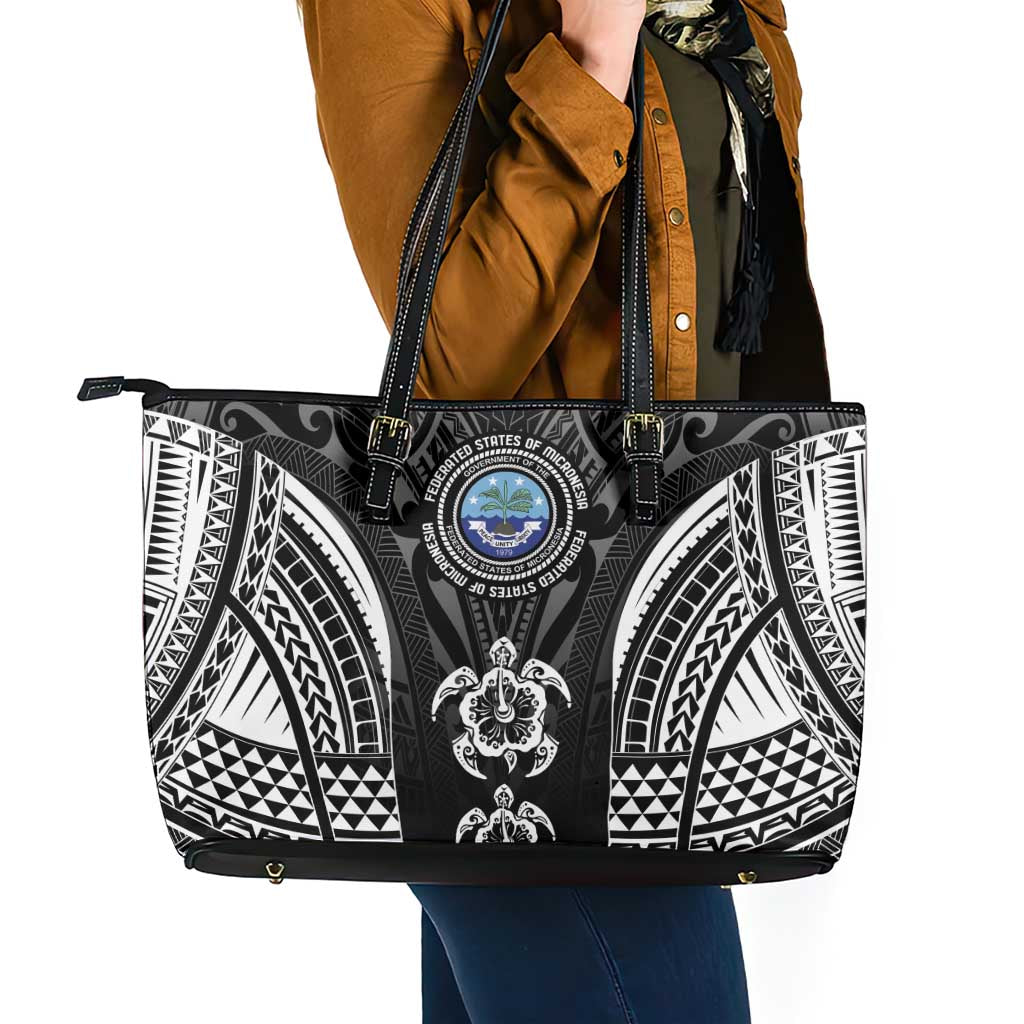 FSM Micronesia Six 9 One Leather Tote Bag Polynesian Tribal Pattern
