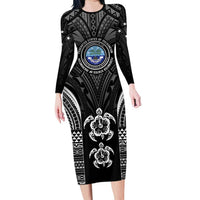 FSM Micronesia Six 9 One Long Sleeve Bodycon Dress Polynesian Tribal Pattern