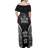 FSM Micronesia Six 9 One Off Shoulder Maxi Dress Polynesian Tribal Pattern
