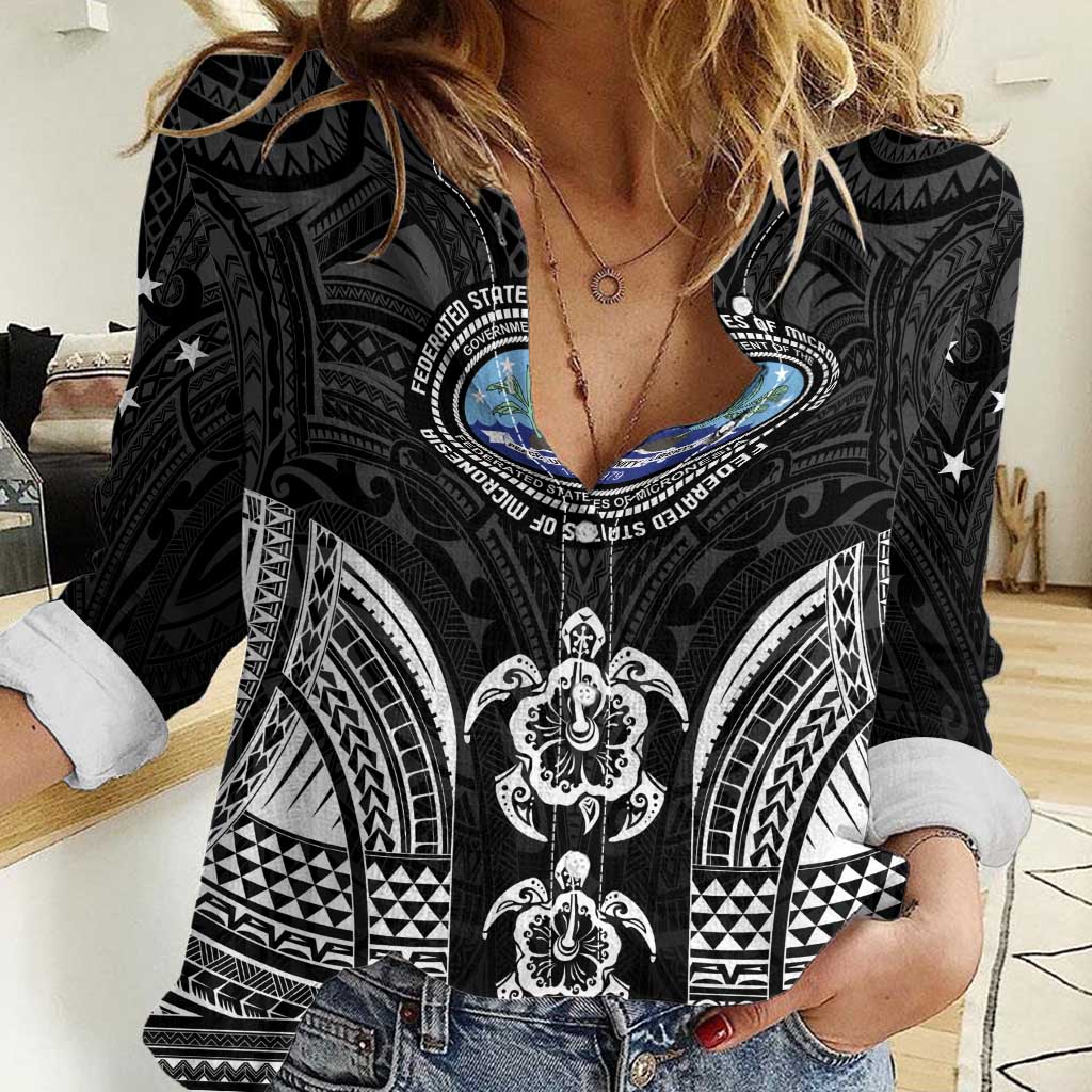 FSM Micronesia Six 9 One Women Casual Shirt Polynesian Tribal Pattern